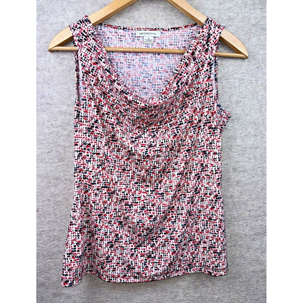 Liz Claiborne Women’s Size M Cowl Neck Sleeveless Knit Stretch Abstract Tank